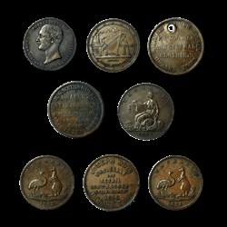 Lot de 8 Token Tasmanie/Nouvelle Zelande 19éme siècle