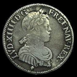 LOUIS XIV 1/4 d'écu à la mèche longue 1653 N