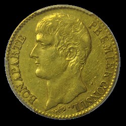 Bonaparte Premier consul 40 francs or 1804 A AU50