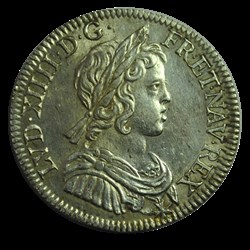 LOUIS XIV Quart d'écu à la mèche courte 1643 Paris, Monnaie du Louvre