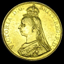 GRANDE BRETAGNE - VICTORIA 5 livres, "buste du jubilé" 1887 Londres