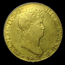 4 Escudos or Roi Ferdinand VII / écu couronné 1820 Madrid