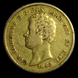 ROYAUME DE SARDAIGNE 20 Lire Charles-Albert 1842 Genes