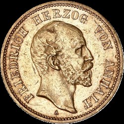Allemagne - Anhalt-Dessau Fréderic Ier 20 Mark 1896 A