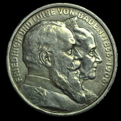 ALLEMAGNE - BADE 5 Mark noces d’or de Frédéric et Louise 1906 Karlsruhe