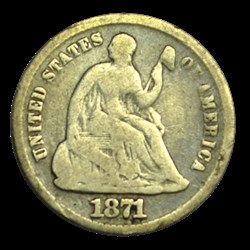 Half- Dime Liberté assise 1871 Philadelphie