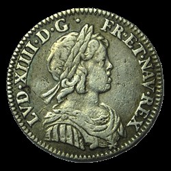 LOUIS XIV Douzième d'écu à la mèche courte 1643
