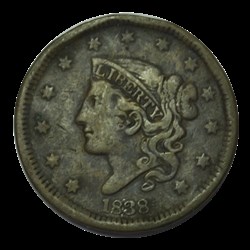 Large cent, tête à gauche 1838 Philadelphie