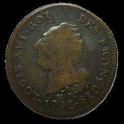 LOUIS XVI - MONARQUE CONSTITUTIONNEL Essai de 30 sols au génie, type FRANÇOIS 1792 BB