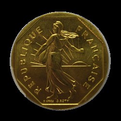 Piéfort or de 2 francs Semeuse, 1979 Pessac