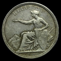 5 Francs Helvetia assise 1874 Bruxelles