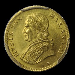 VATICAN - PIE IX 1 scudo or 1854 Rome