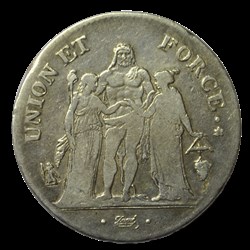 Union et Force 5 francs 1801 Q
