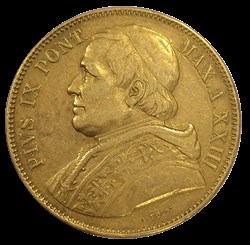 PIE IX 100 Lire an XXI 1866 Rome