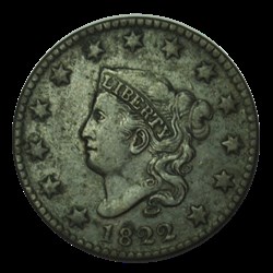 Large cent, tête à gauche 1822 Philadelphie