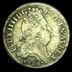 LOUIS XIV Dix sols aux insignes 1704 A