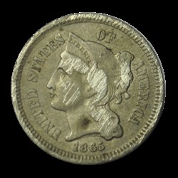 3 Cents 1865 Philadelphie