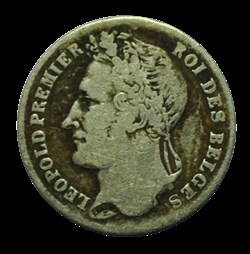 Quart De Franc Léopold tête laurée 1844 Bruxelles