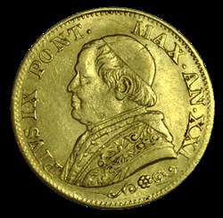 VATICAN - PIE IX 10 lires 1866 Rome
