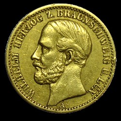 ALLEMAGNE - BRUNSWICK 20 Mark or Guillaume Duc de Brunswick 1875 Berlin
