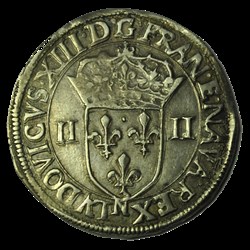 LOUIS XIII Quart d'écu, 1er type, écu de face 1643 N