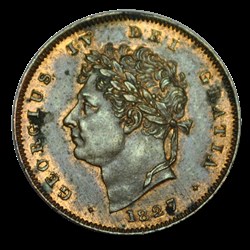 ROYAUME-UNI 1/3 Farthing Georges IV 1827