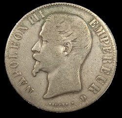 Napoléon III, tête nue 5 francs 1855 Lyon