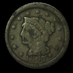 Large cent, tête à gauche 1847 Philadelphie