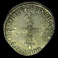 HENRI III Quart d'écu, croix de face 1584 H