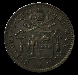 Grégoire XVI 1 Quattrino an XIII 1843 Rome