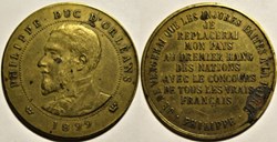 Philippe Duc d'Orleans, Prétendant au trône, 1899 Médaille module 10 Cts