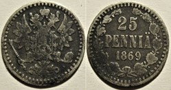 Alexander II of Russia - 25 Penniä 1869, Grand Duchy of Finland