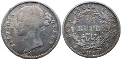 Victoria - 1/4 Rupee 1840 Bombay - East India Company