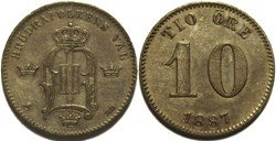 Oskar II of Sweden - 10 Öre 1887
