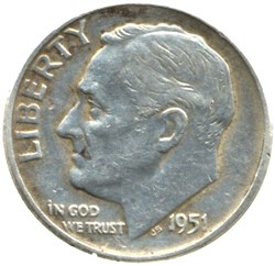 1951 Denver Dime - Repunched Mintmark