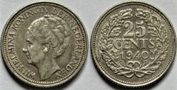 Wilhelmina of Netherlands - 25 Cents 1940