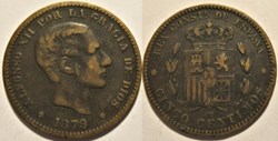 1879 - Barcelona, 5 Centimos - Alfonso XII de España