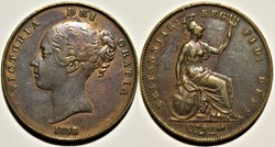 Victoria - One Penny 1858/3 - Kingdom of Great Britain (Overdate)