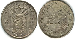 Wilhelmina of Netherlands - 1/10 Gulden 1898 - Dutch East Indies