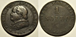 Pio IX, Pope - 1 Soldo 1867, Anno XXI - Roma, Vaticano