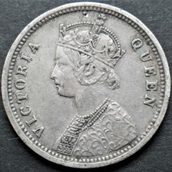 Victoria - 1/4 Rupee 1862 Madras - British India