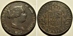 1854 Segovia - 25 Centimos - Isabel II España