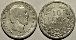 Willem III of Nederland - 10 Cents 1885