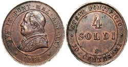Pio IX, Pope - 4 Soldi 1866, Anno XXI - Roma, Vaticano