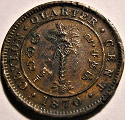 Victoria - 1/4 Cent 1870 - Ceylon - Die Crack