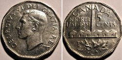 George VI - Five Cents 1951 - Discovery of Nickel (1751)