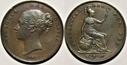 Victoria - One Penny 1854 - Kingdom of Great Britain (ex.3) variety