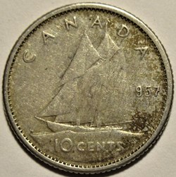 Elizabeth II - 10 Cents 1957 - Die Chip
