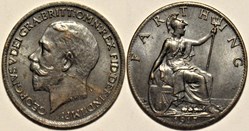 George V - Farthing 1917 - Great Britain (Error)