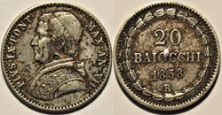 Pio IX, Papa - 20 Baiocchi 1858, Anno XII - Vaticano
